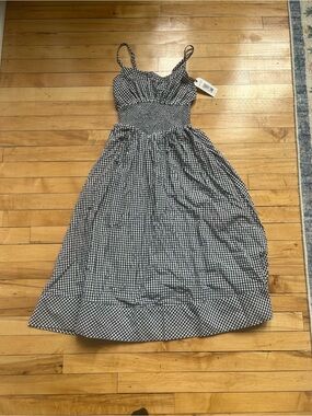 Tecovas Black and White Gingham Midi Dress